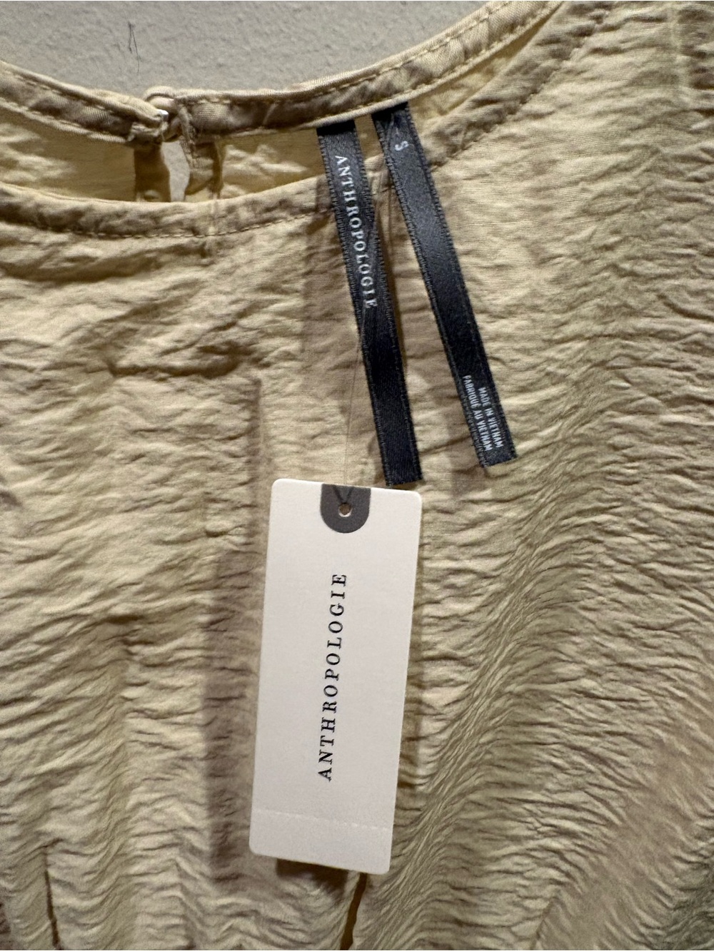 Anthropologie The Della Pleated-Waist Shell Top – Size S (Beige) - Picture 4 of 8
